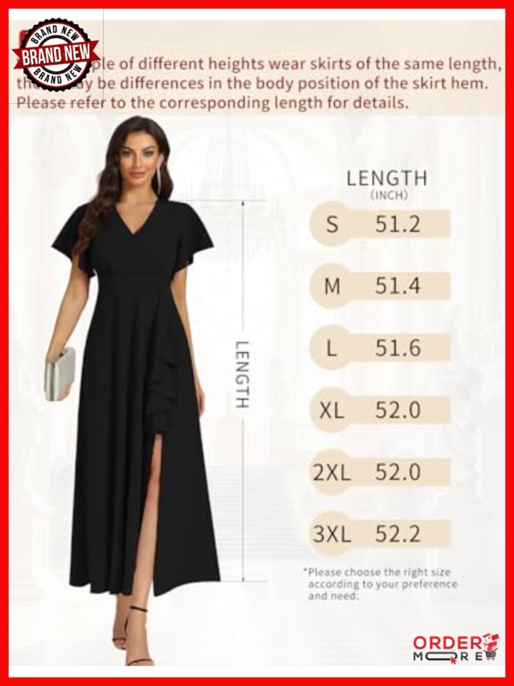 Formal Ruffle V-Neck Maxi Dress with Split - Picture 5 of 6
